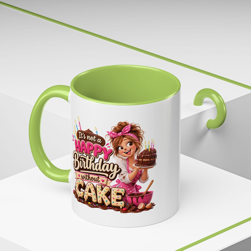 Thumbnail: Birthday Cake Coffee Mug — “It’s Not a Happy Birthday Without Cake” Accent Mug