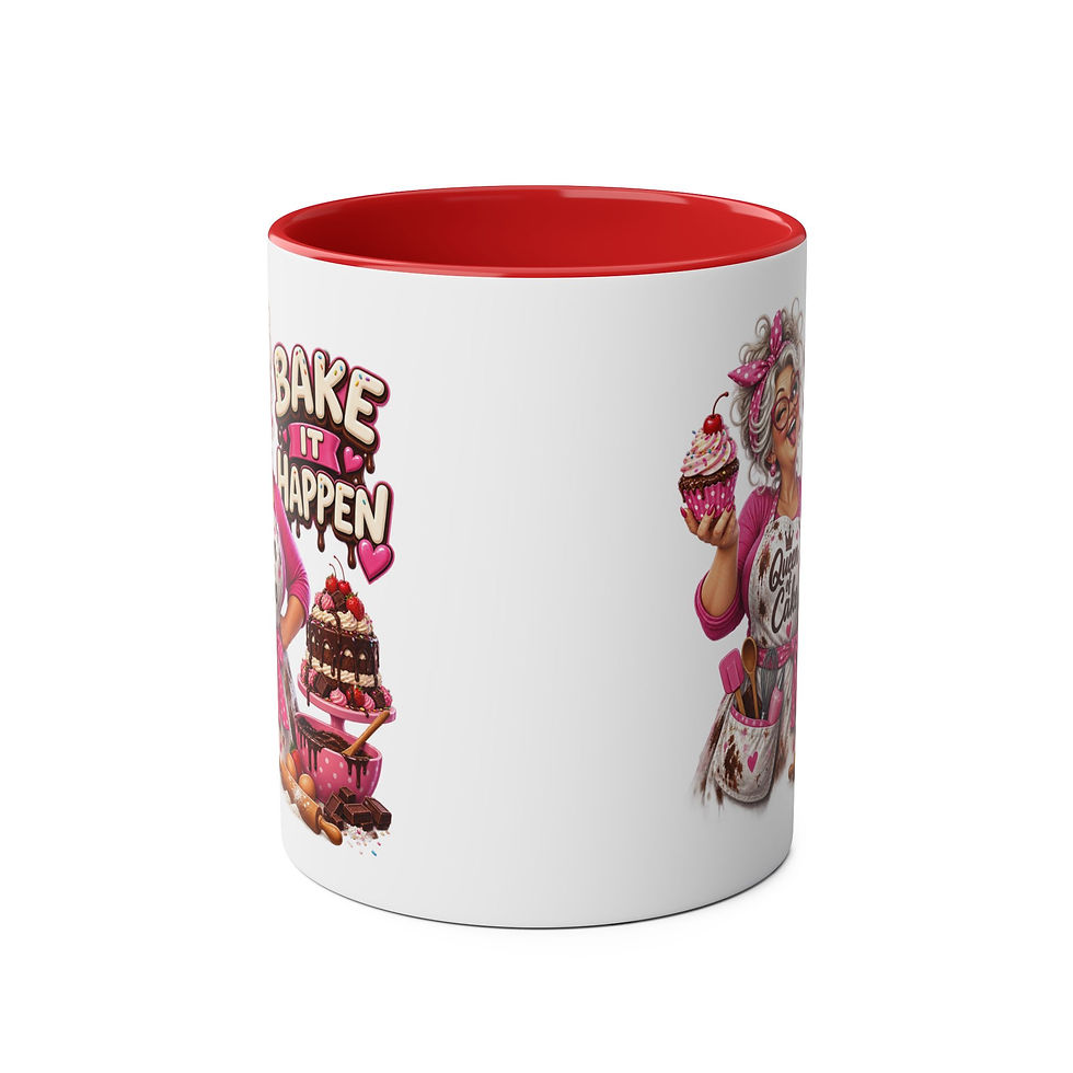 Thumbnail: Bake It Happen Coffee Mug — "Queen of Cake" Baker Gift, 11oz Two-Tone Mug