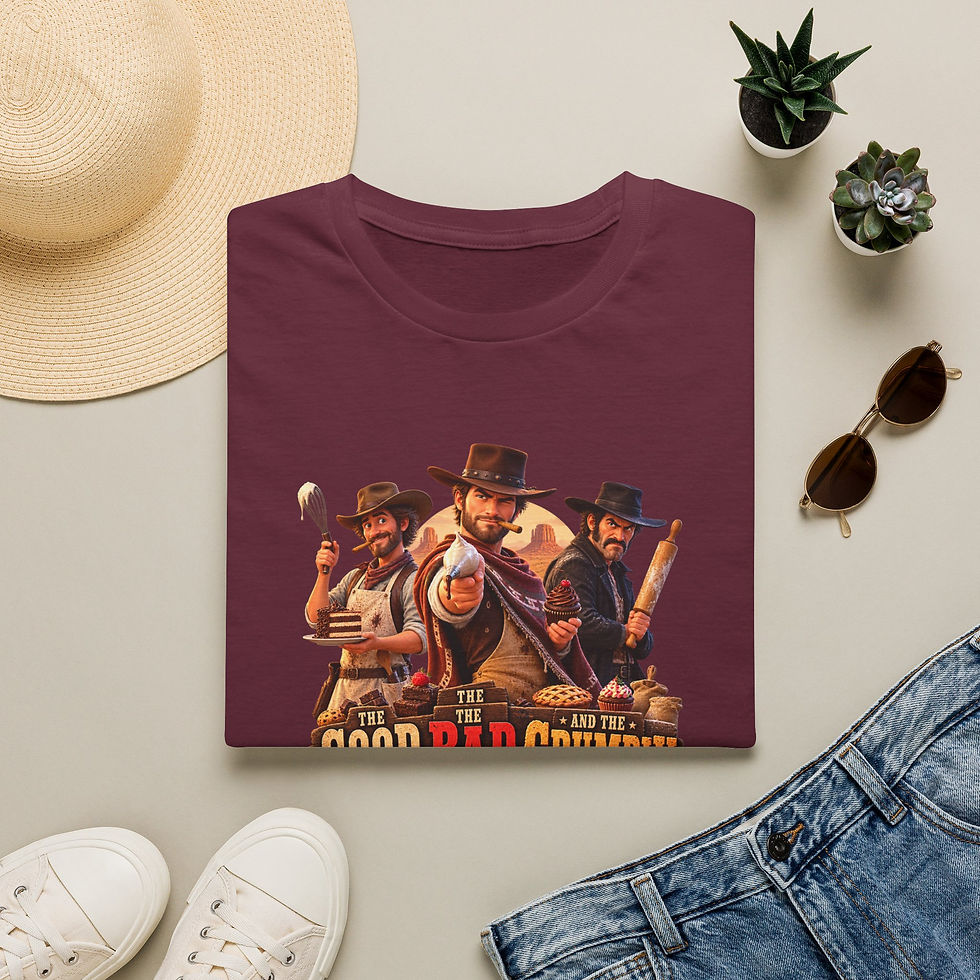 Thumbnail: Cowboys Baker T‑Shirt — "Good, Bad and Crumbly" Retro Movie Poster Tee