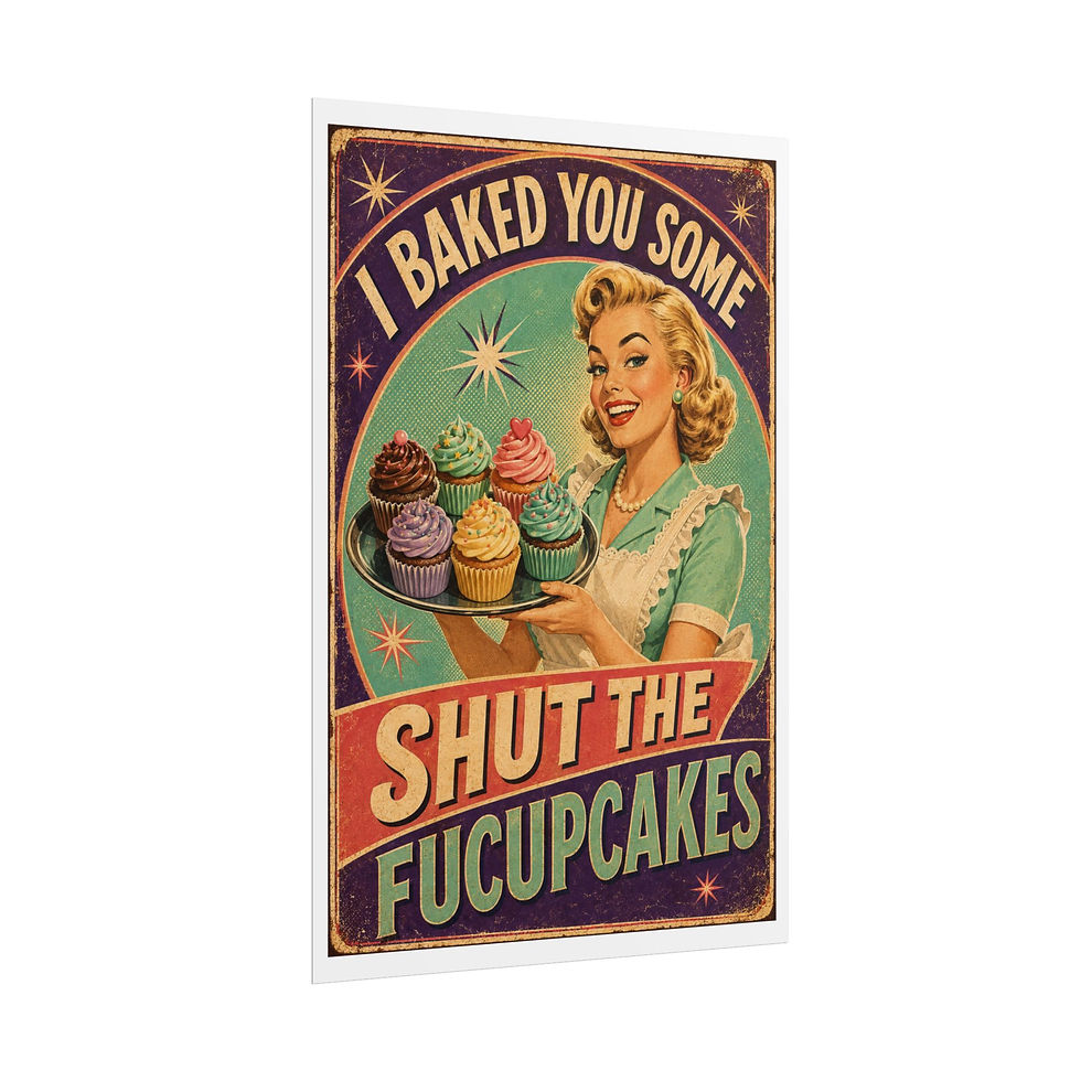 Thumbnail: Retro 'I Baked You Some Shut The Fucupcakes' Rolled Poster – Vintage Kitchen Art