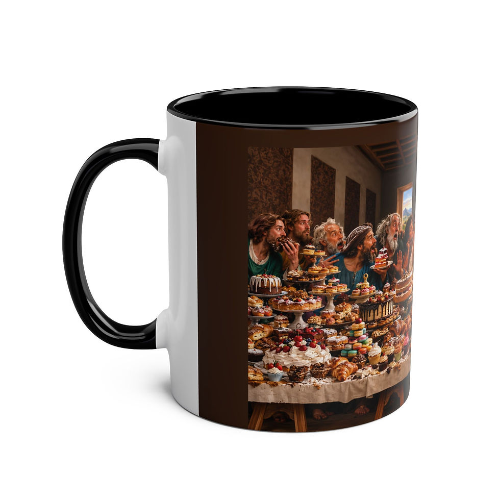 Thumbnail: Last Supper Dessert Scene Mug — Two-Tone 11oz Coffee Cup