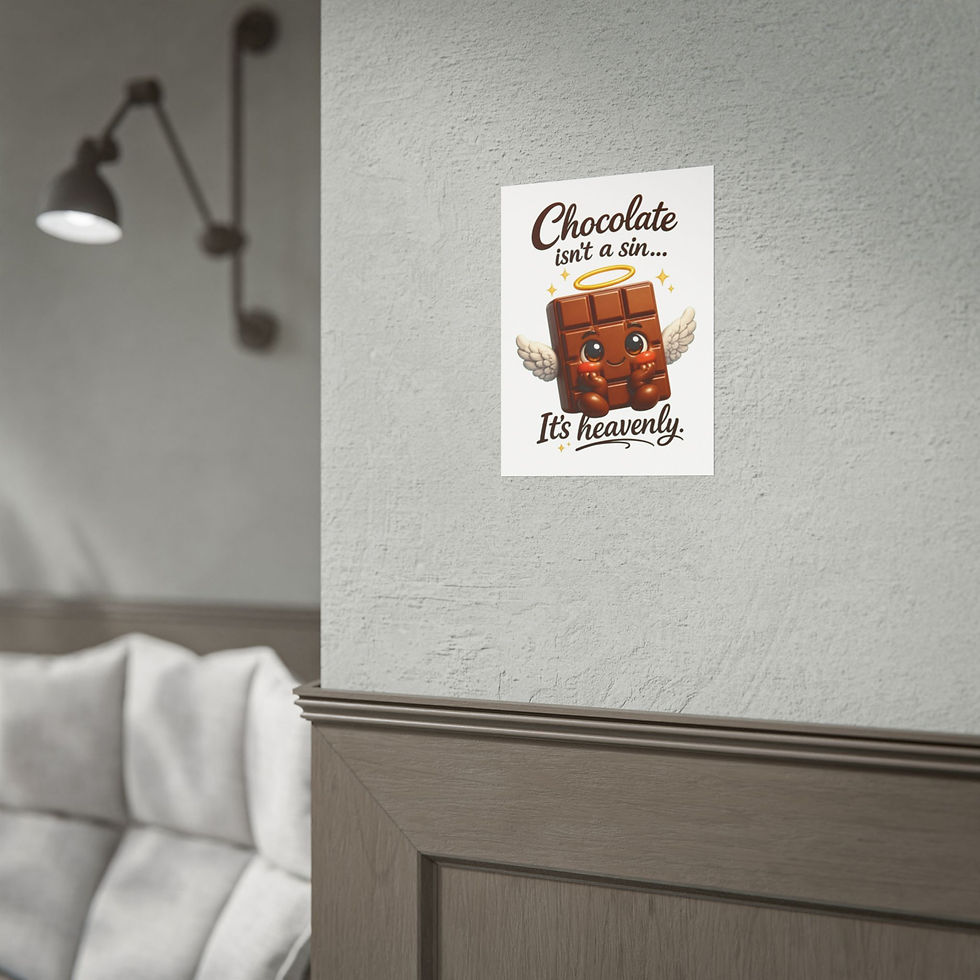 Thumbnail: Rolled Poster — "Chocolate Isn't a Sin... It's Heavenly" Cute Candy Wall Art