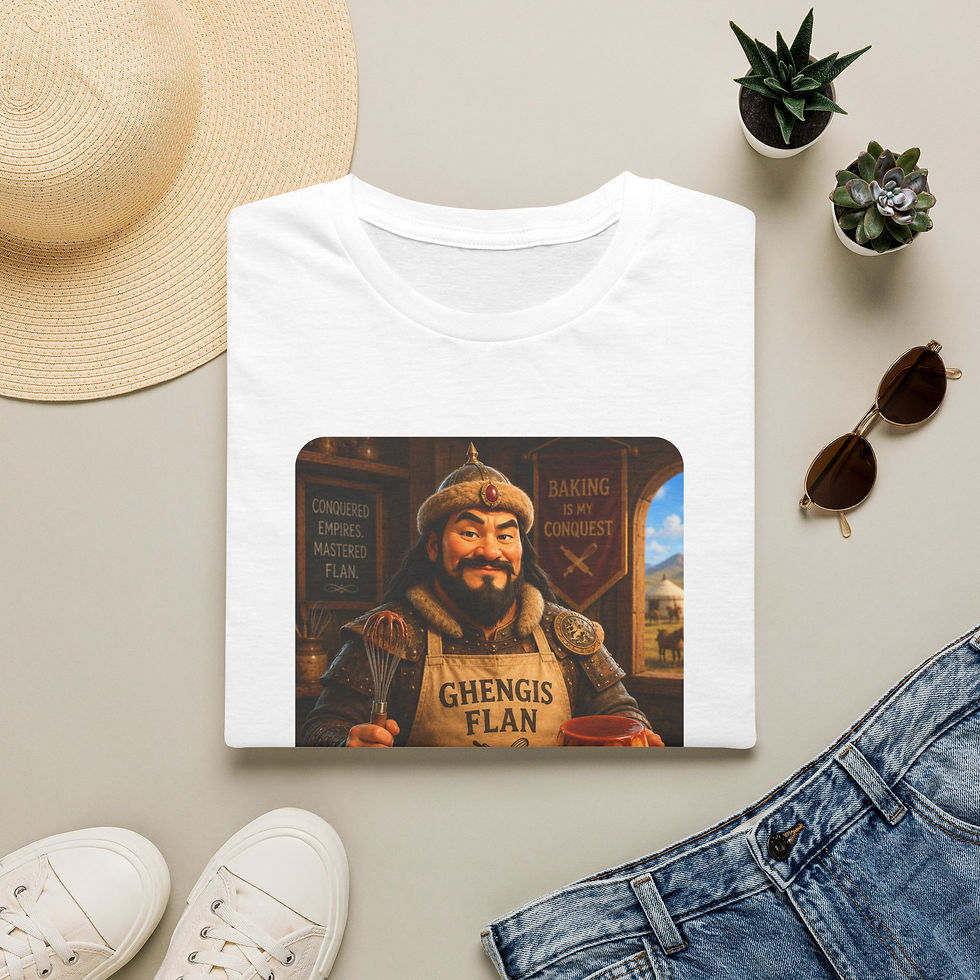 Thumbnail: Ghengis Khan 'Ghengis Flan' Funny Historical Meme T-Shirt