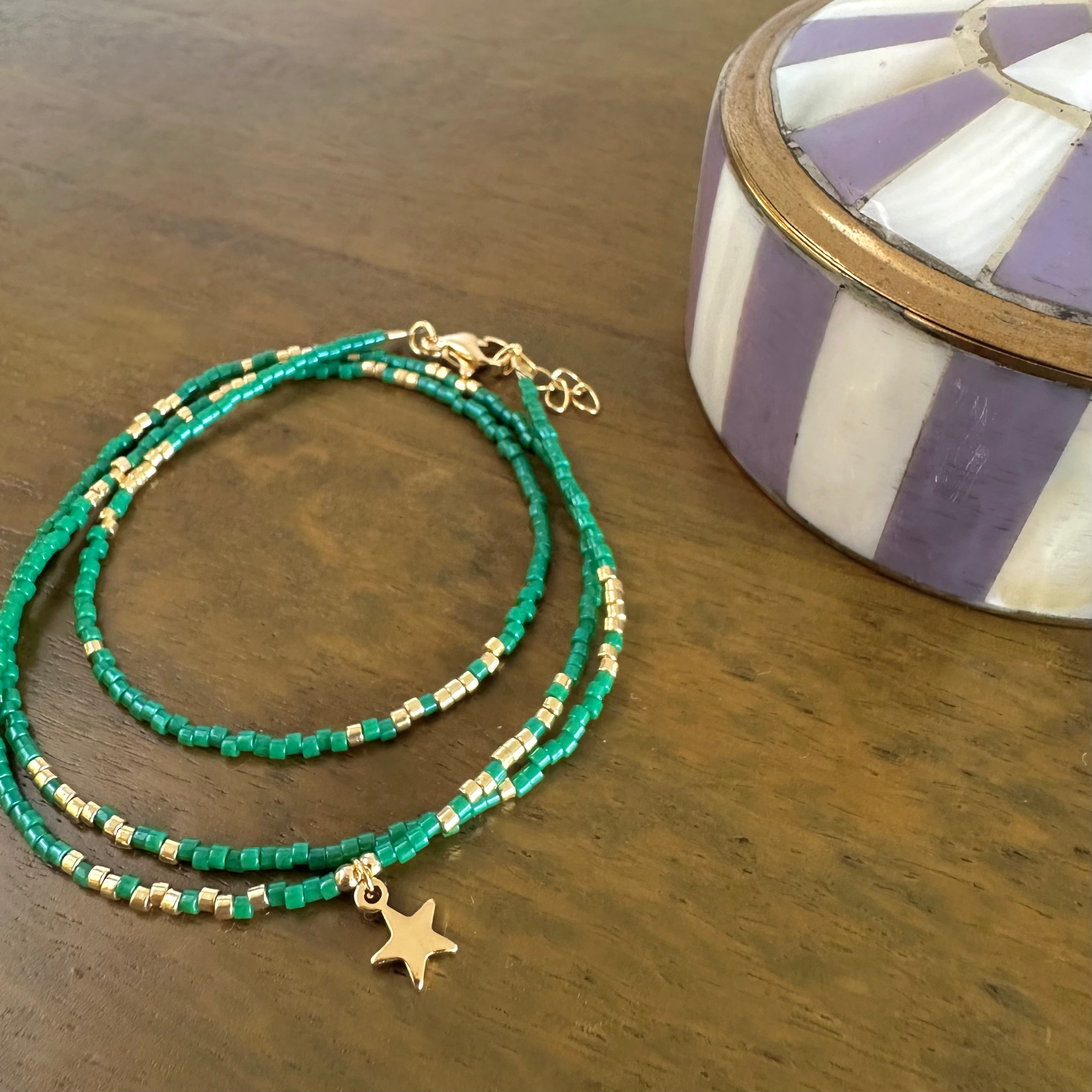 Bracelet/collier Cocö 3 tours - Vert