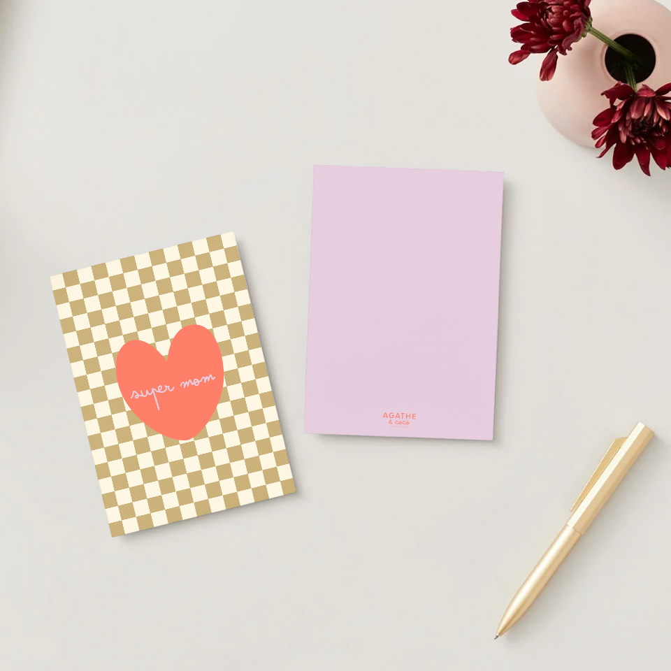 Miniature : Carte postale - Damier "Super mom"