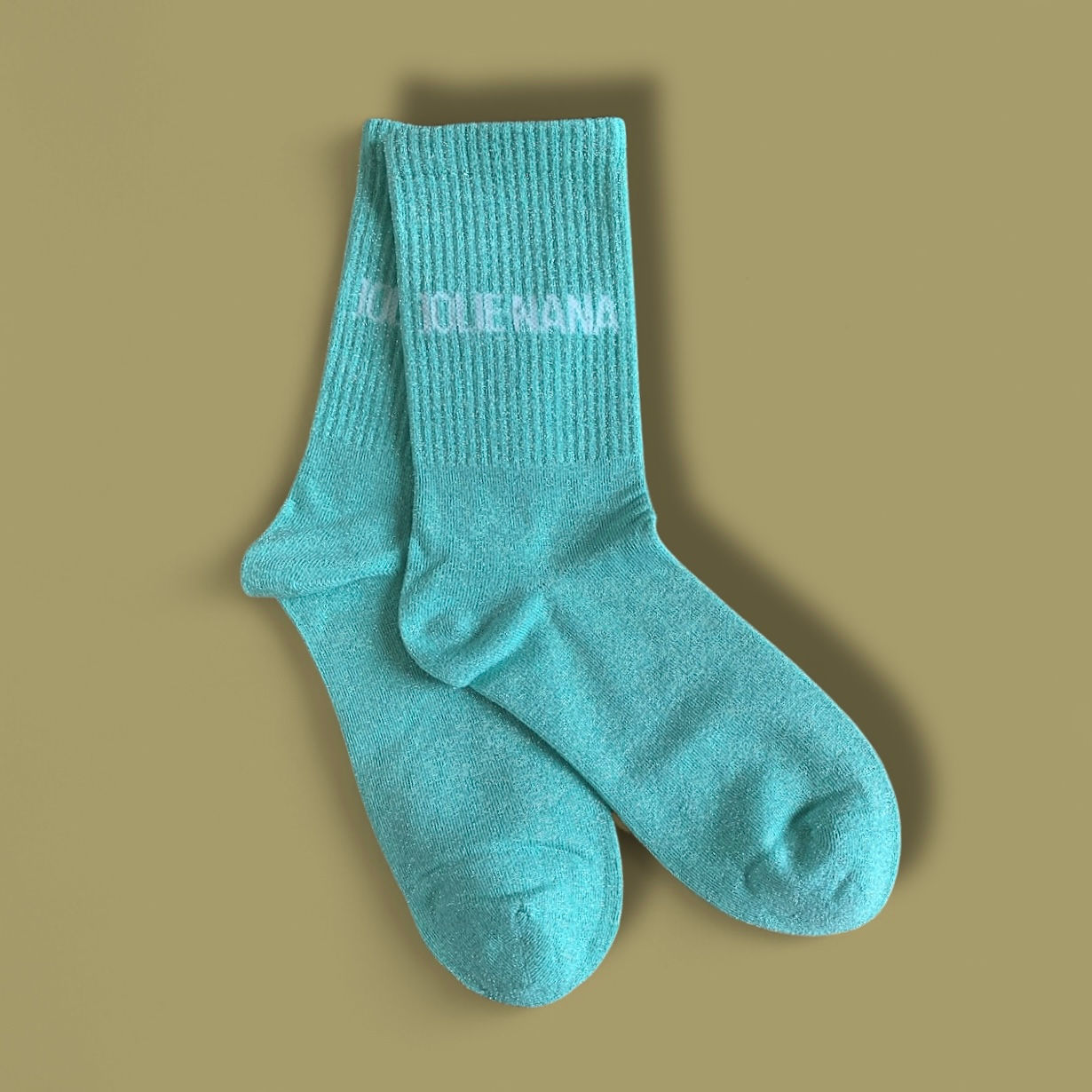 Paire de chaussettes paillettes "Jolie nana" - Cyan