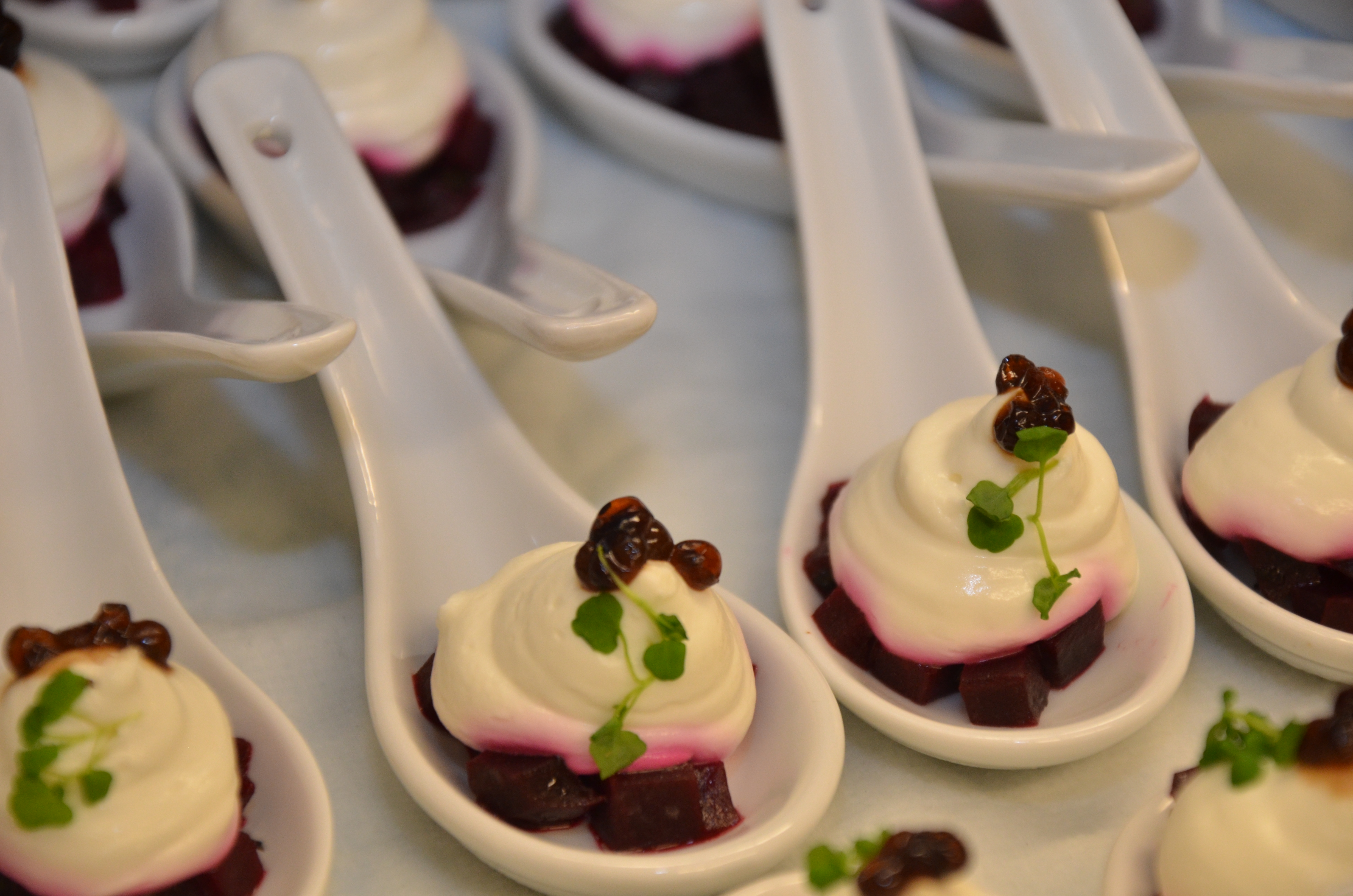 Pickled beets, goat cheese creama