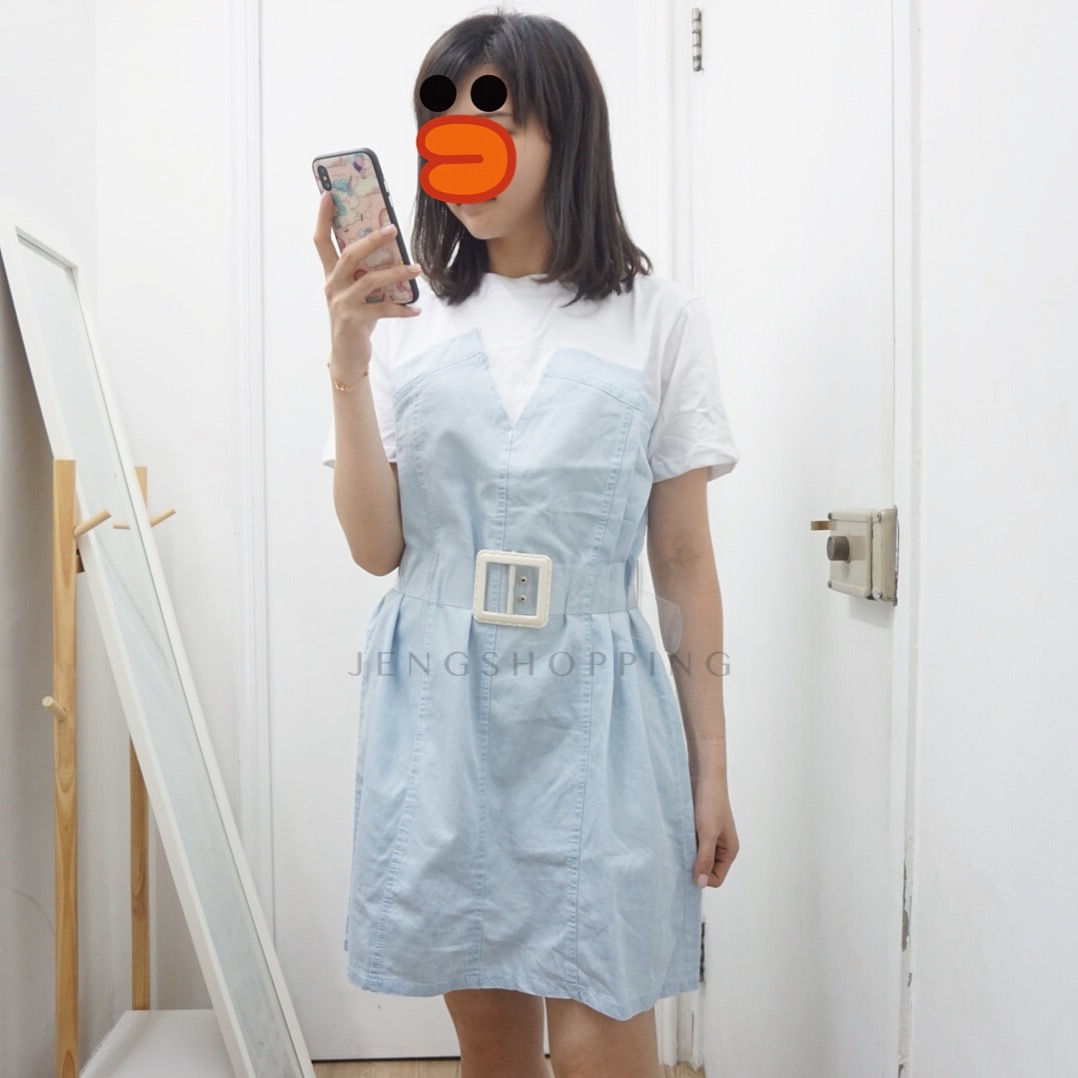 JSK0503淺藍拼白OPS連belt