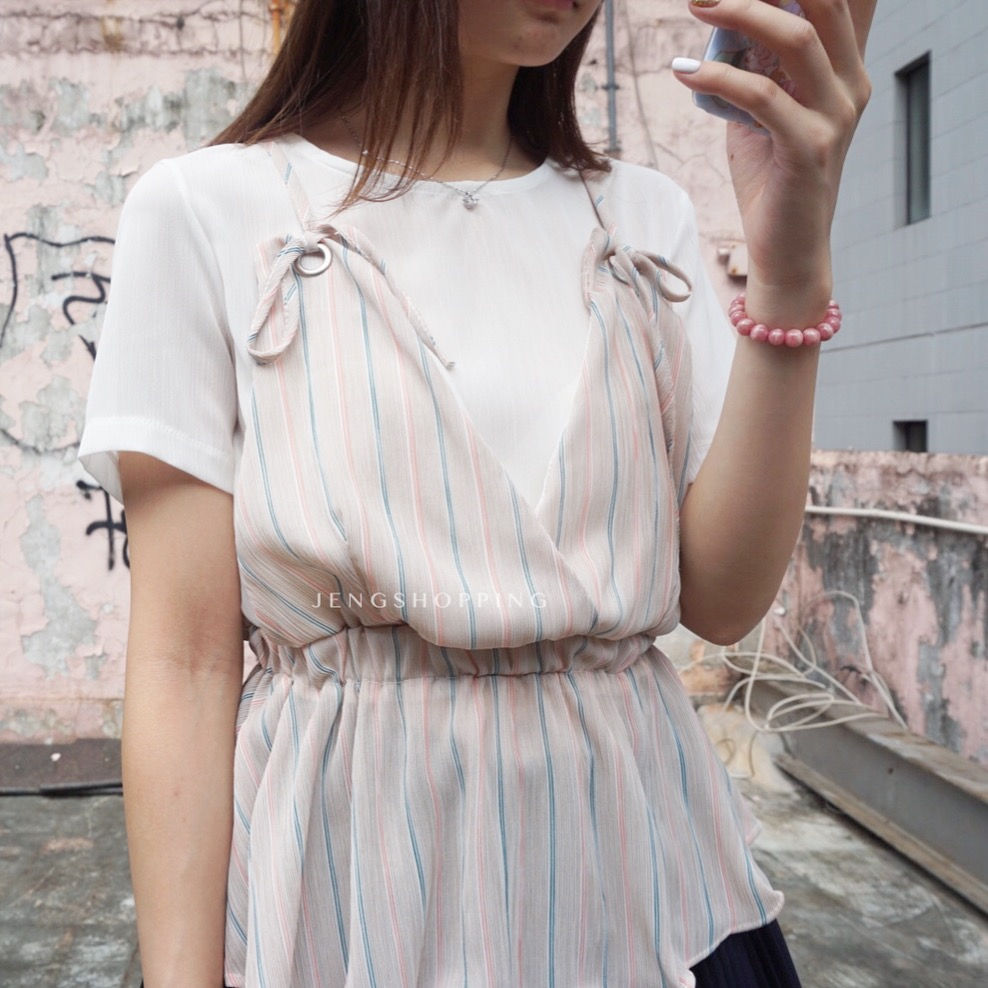 JSK0400雪紡假2件氣質感上衣