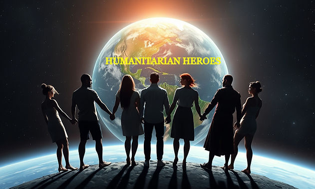 People of the world holding hands on a round earth with alien spacecraft above them_edited