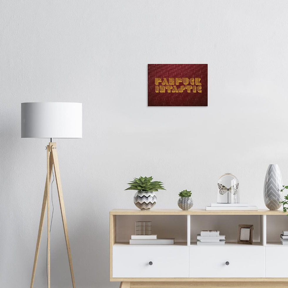 Thumbnail: 'Fanfuckintastic' Gold Etch on Red Canvas Print