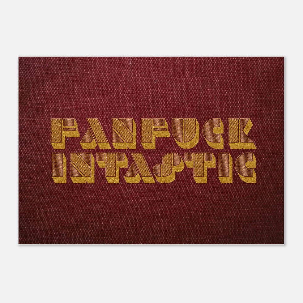 Thumbnail: 'Fanfuckintastic' Gold Etch on Red Canvas Print