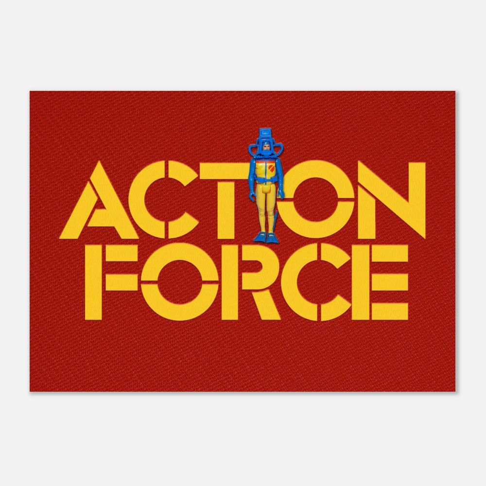 'Action Force' Frogman & Acrylic on Red Cloth Print