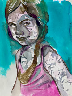 Agata Tkaczyk, Portrait of Tamara, girl, watercolor, portrait of a girl with brown hair, contemporary painting, modern masters, fine art, powered portrait, art that speaks, modern masters, Amsterdam art scene, women art world, woman art, woman painter.