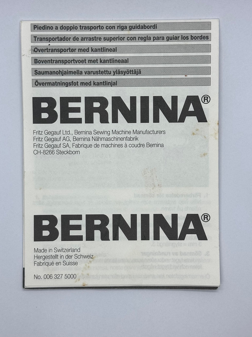 Thumbnail: Vintage Bernina Walking Foot 0063275000