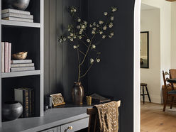 Charcoal grey color blocked office nook