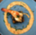 King prawn, caramelised pumpkin, chive and crispy quinoa dressing