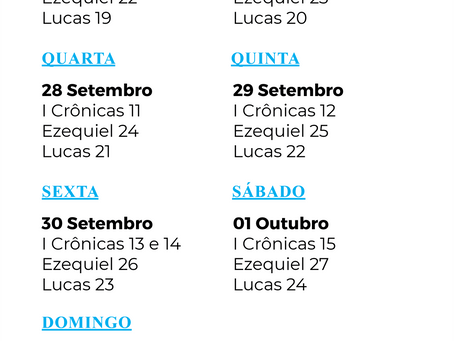 Leitura Biblica de 26 de Setembro a 02 de Outubro