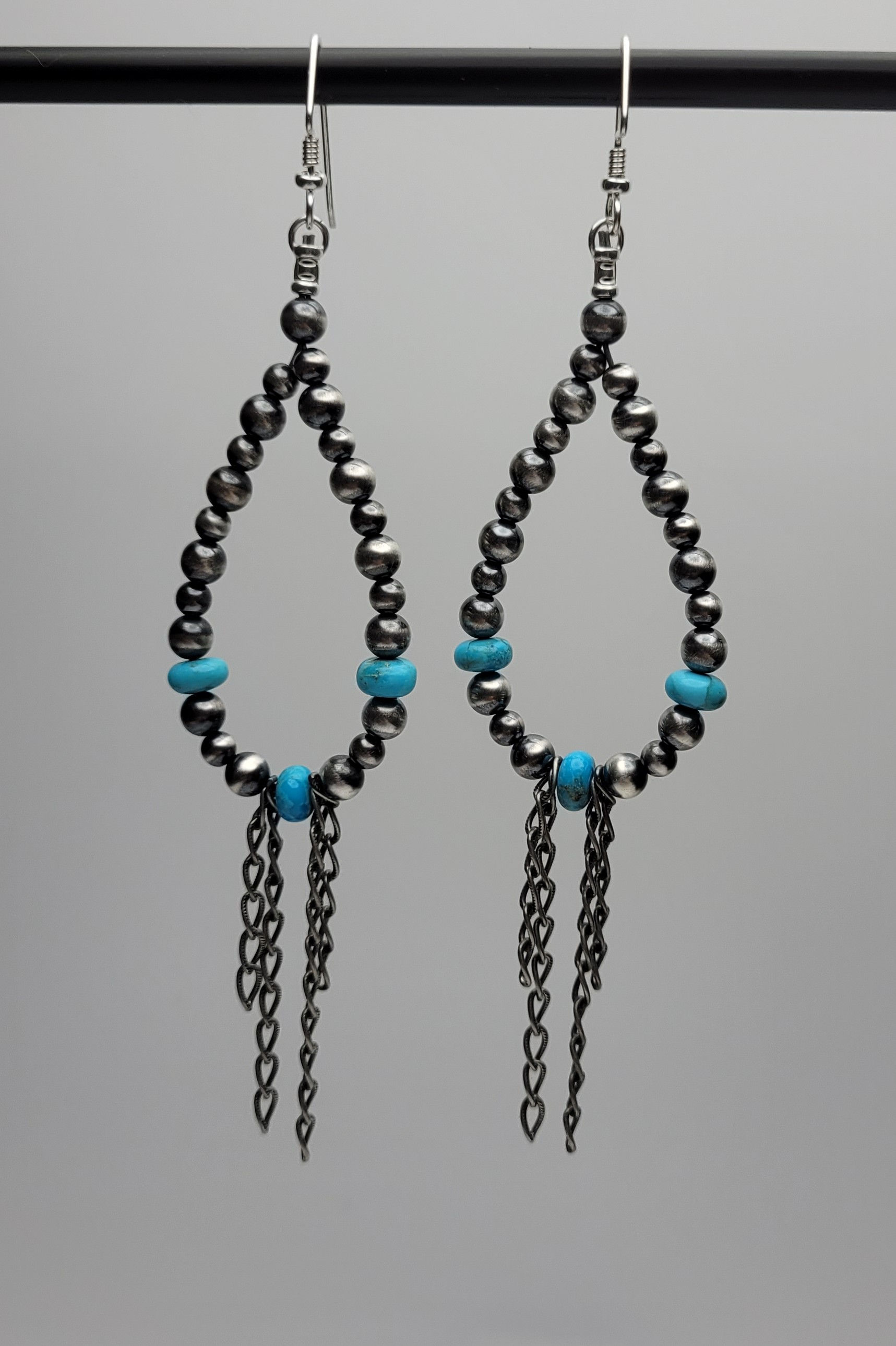 Silver and Kingman earrings 