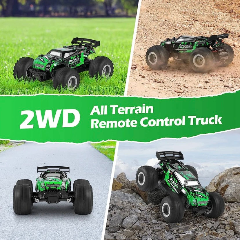 Thumbnail: Remote Control RC Car 25KM/H 2 Batteries 2WD Off Road Monster Truck LED & Radio✅