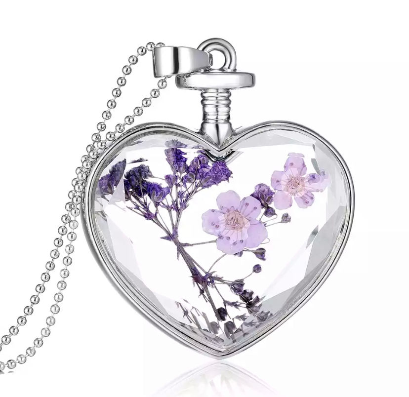 Thumbnail: Dried Flower Heart Necklace