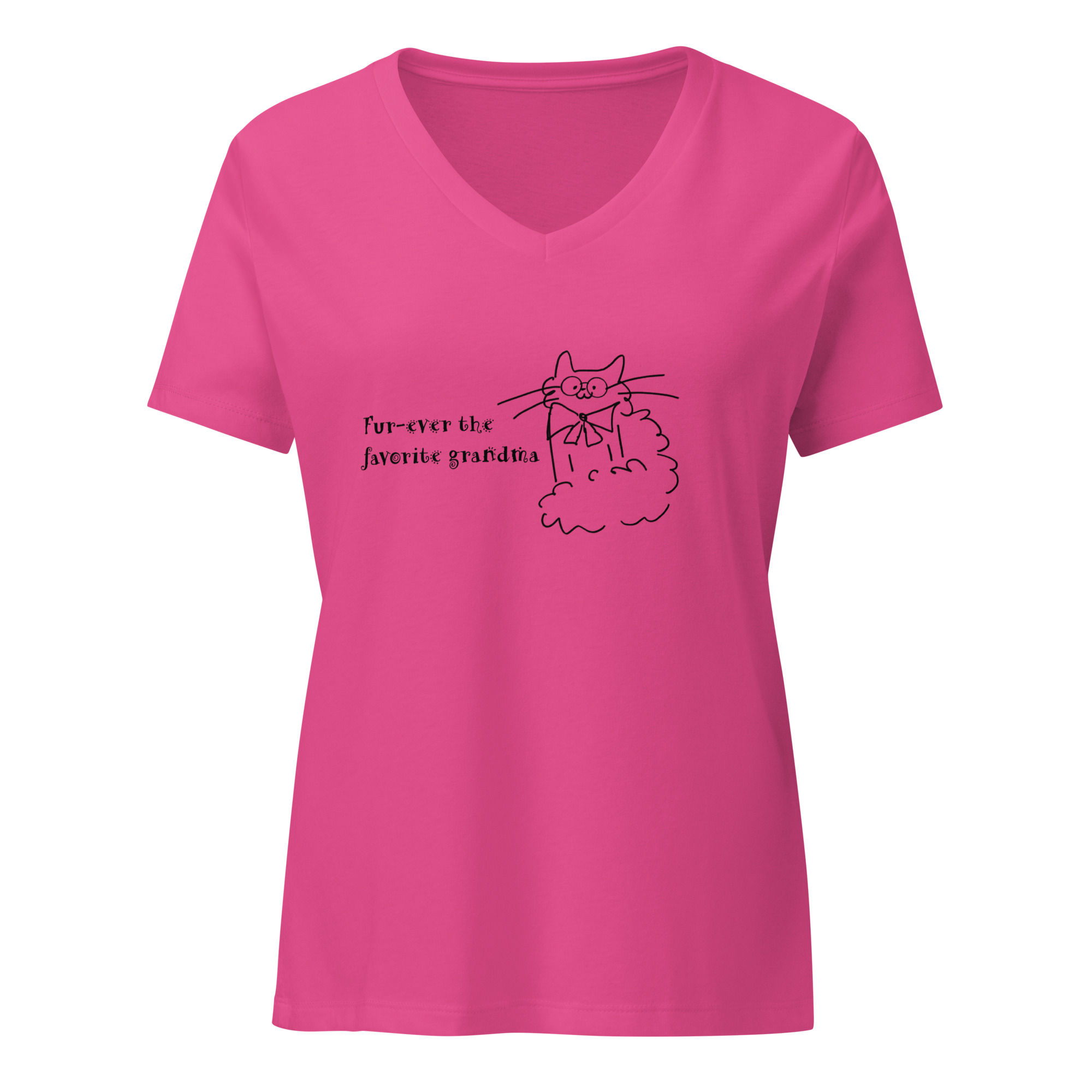"Fur-ever the Favorite Grandma" women’s relaxed v-neck t-shirt