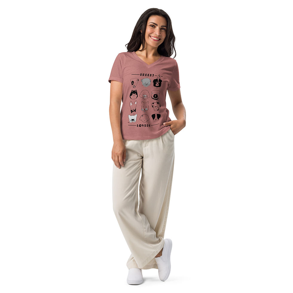 Thumbnail: "Breed? Loved!" women’s relaxed v-neck t-shirt