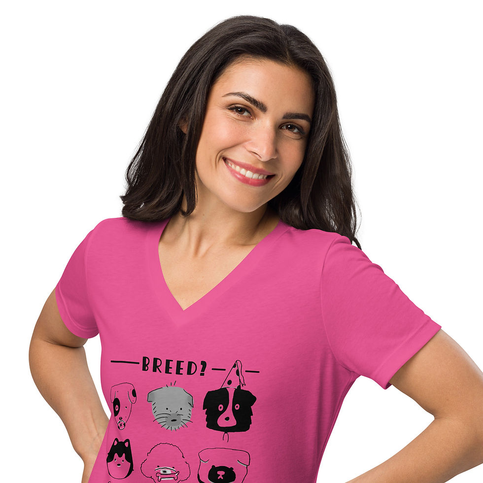 Thumbnail: "Breed? Loved!" women’s relaxed v-neck t-shirt