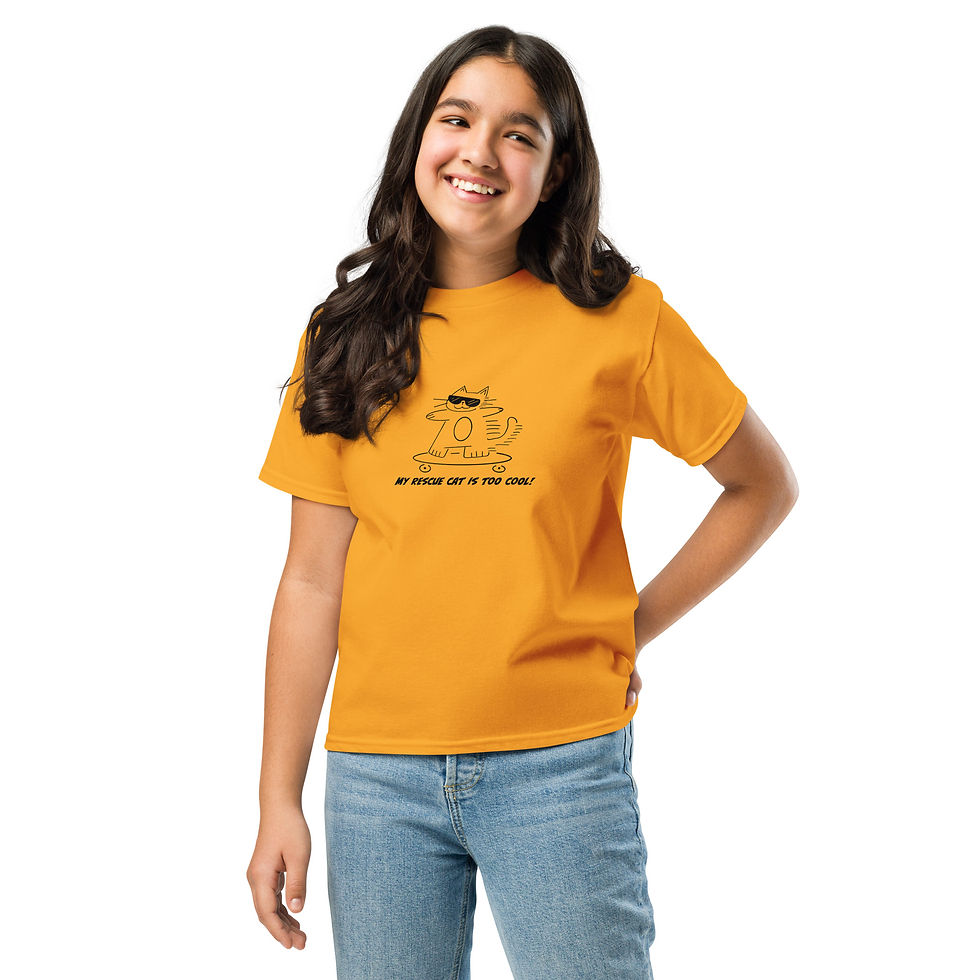 Thumbnail: "My Rescue Cat is Too Cool" youth classic tee