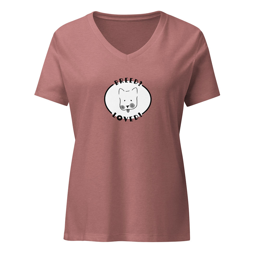 Thumbnail: "Breed? Loved!" women’s relaxed v-neck t-shirt
