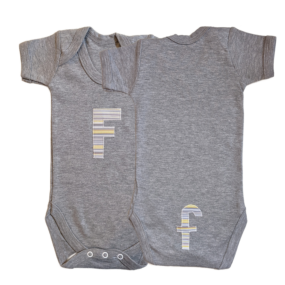 Thumbnail: Short Sleeve Alphabet Bodysuit - F