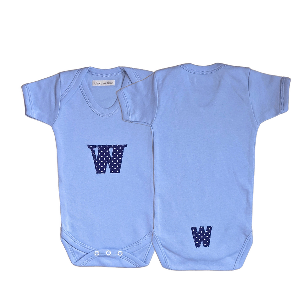 Thumbnail: Short Sleeve Alphabet Bodysuit - W