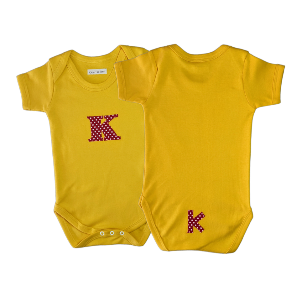 Thumbnail: Short Sleeve Alphabet Bodysuit - K