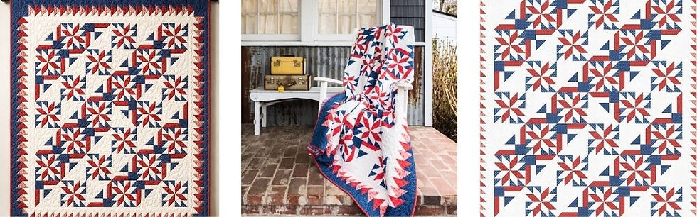 Photos of Americana quilt, with red white and blue