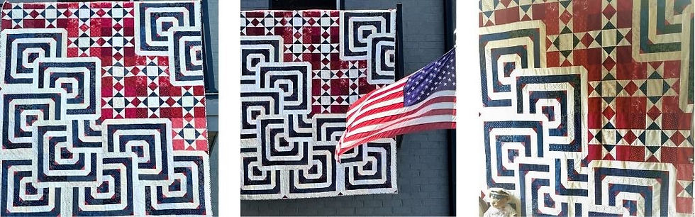 Photos of Americana quilt, with red white and blue
