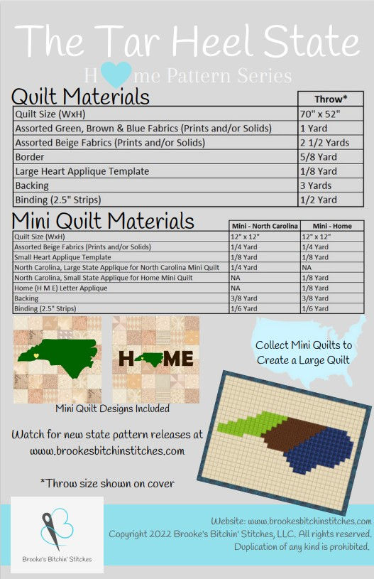 Thumbnail: The Tar Heel State - North Carolina Pixelated Quilt pattern