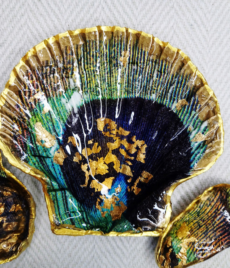 Thumbnail: Decoupage Shell Trinket Dish Trio (Peacock)