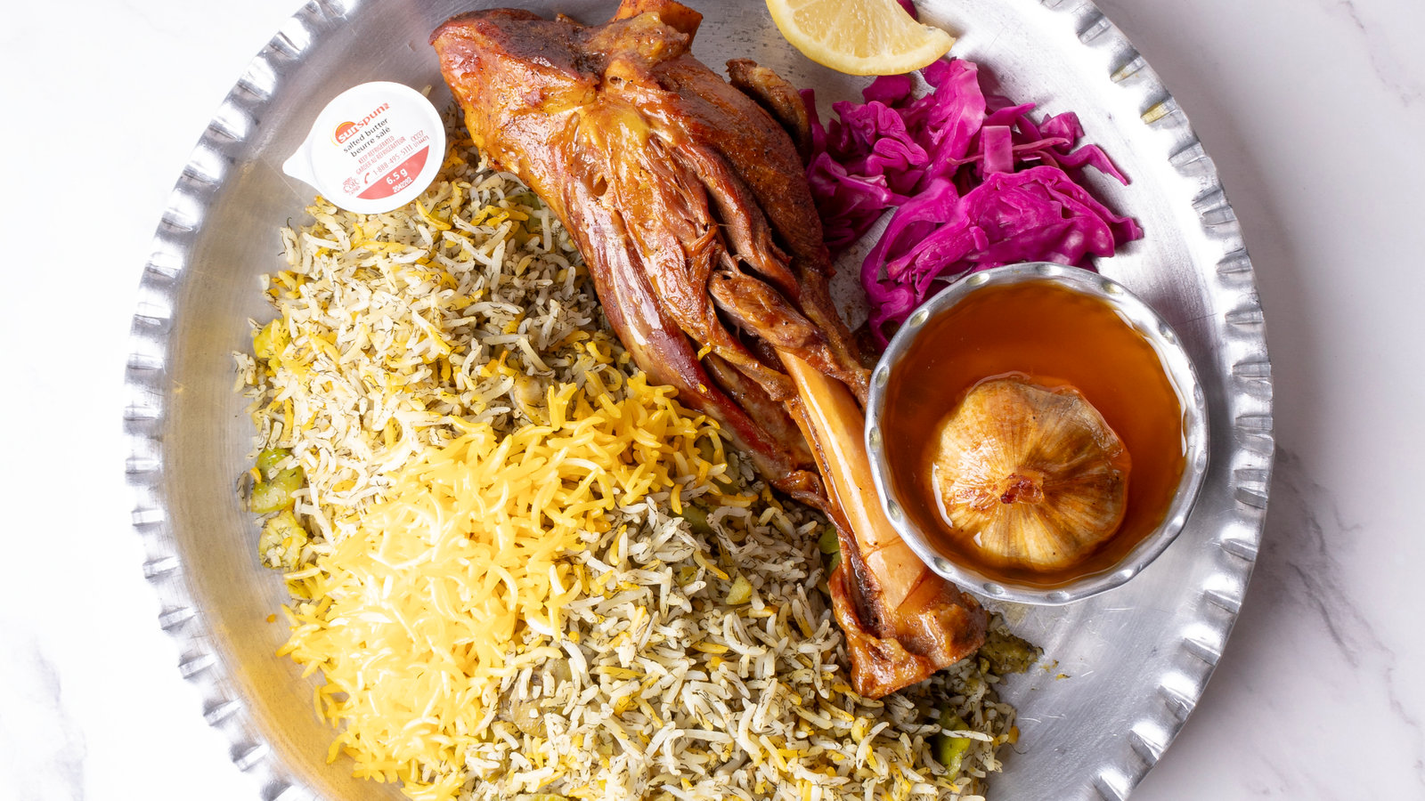 Baghali polo with lamb shank