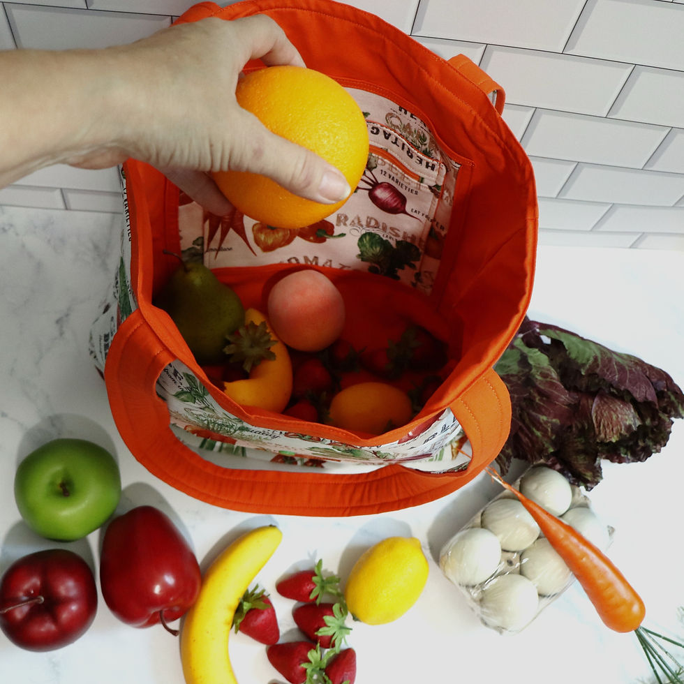 Thumbnail: Medium handmade market tote filled with fresh produce