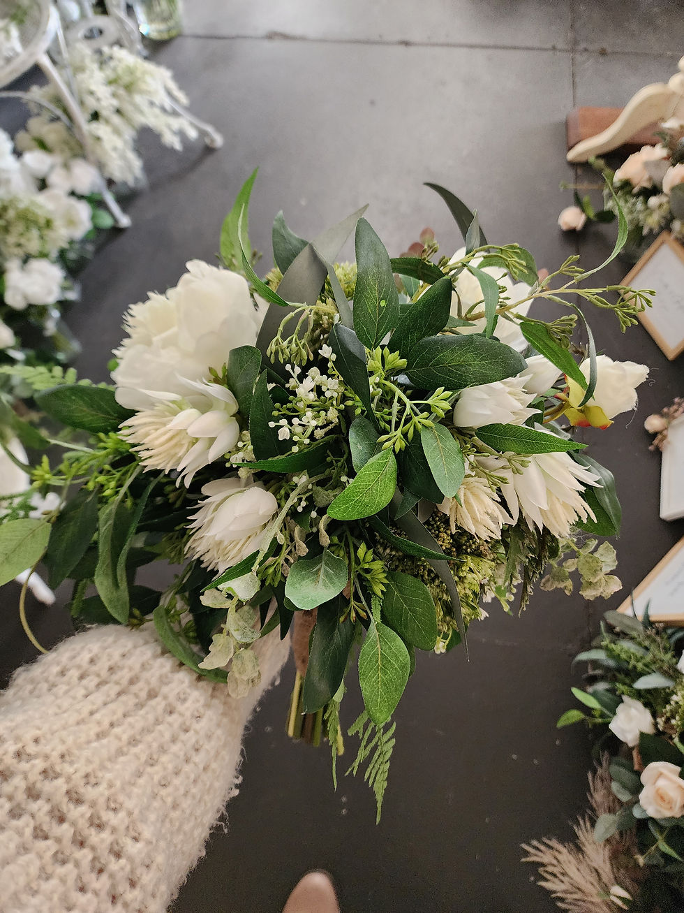 Thumbnail: HIRE BOUQUET Rounded White Roses & Peonies