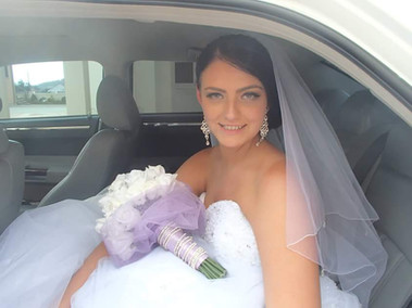 Donna's Purple & White Roses wedding flowers & artificial bridal bouquet