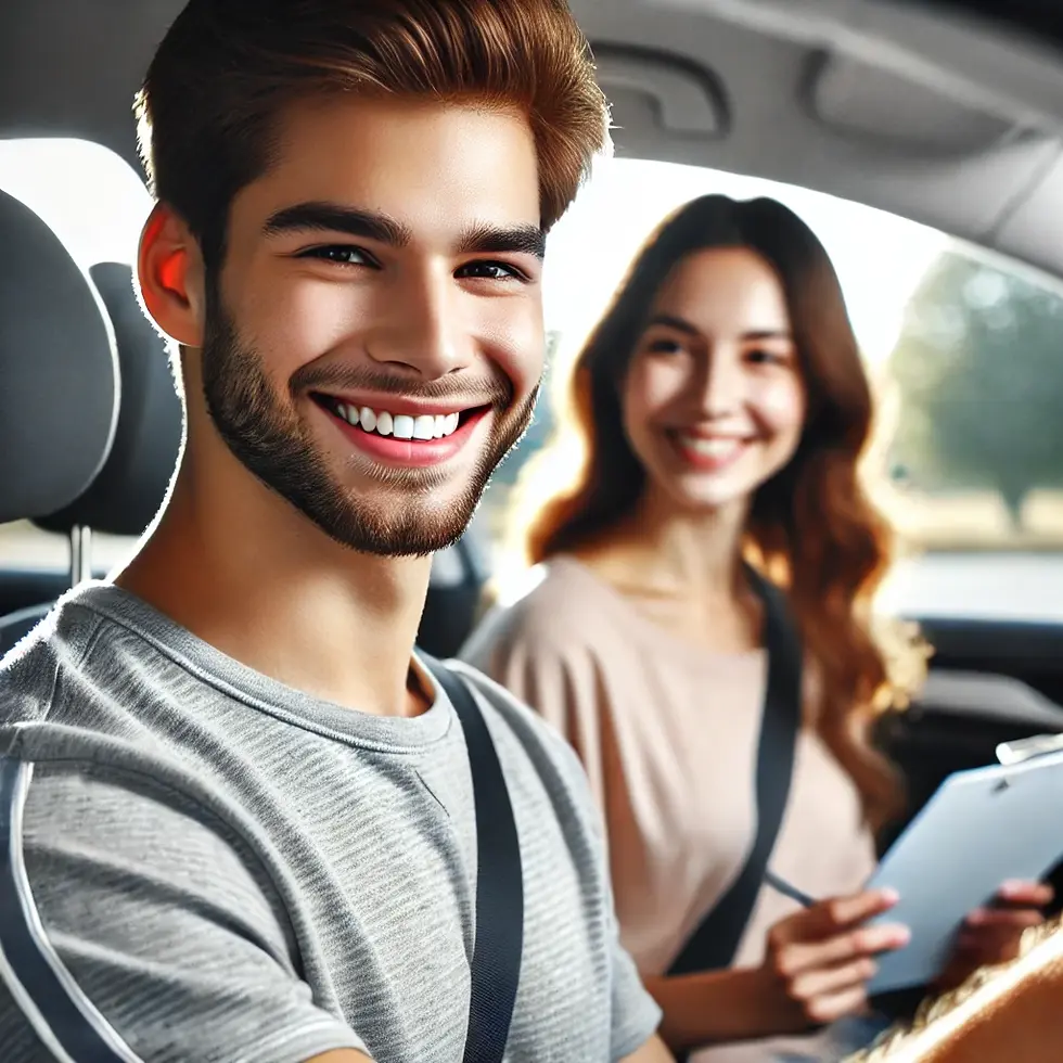 Confident driver smiling after passing driving test