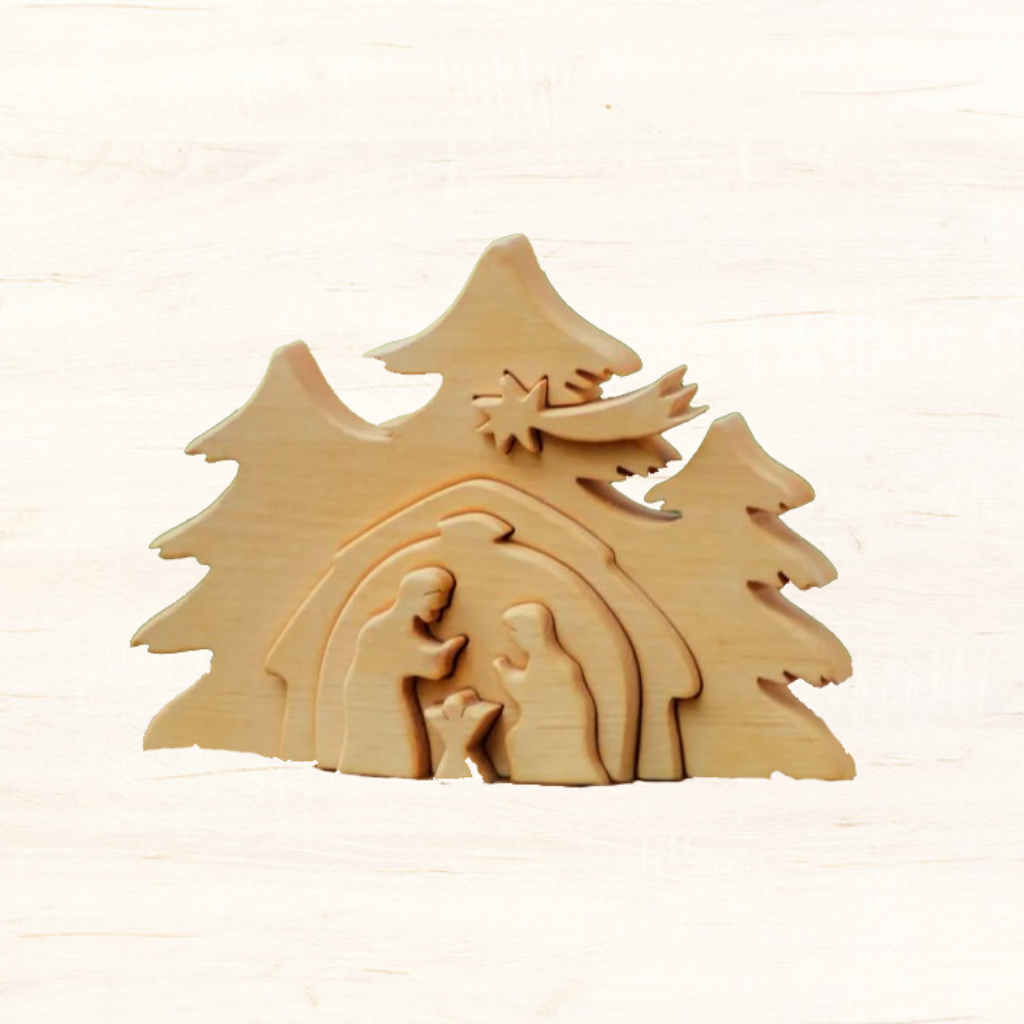 Puzzle 3D de la Scène de la Nativité en Bois
