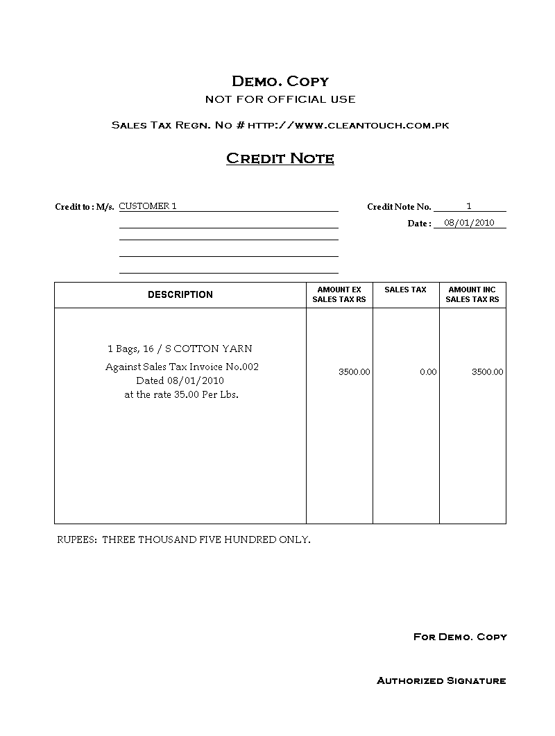 Credit Note Docket Business Documentation | accounting