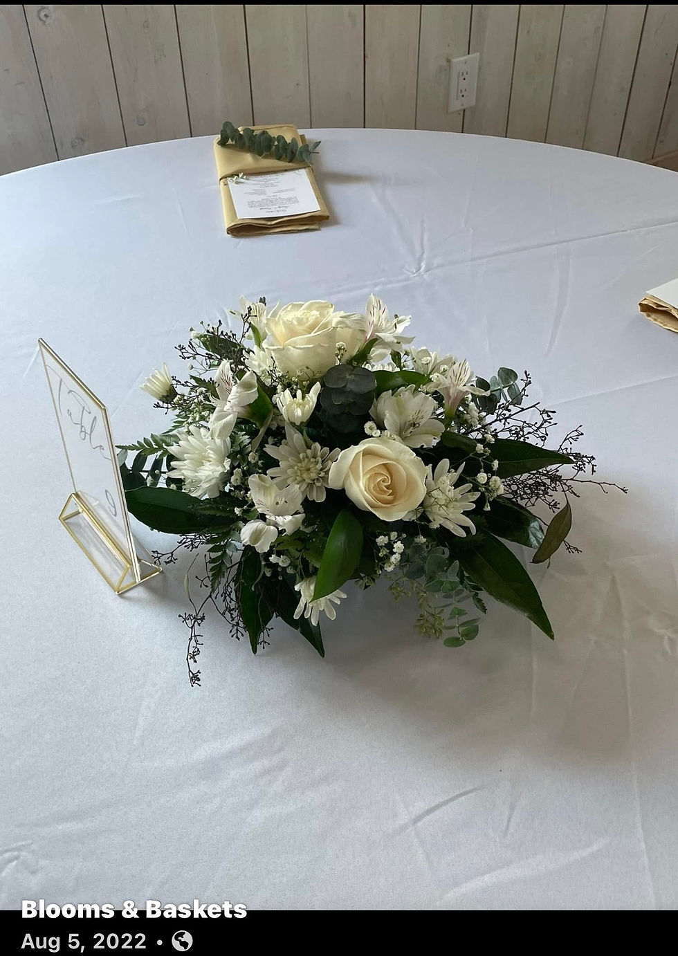 Reception set up for flowers available