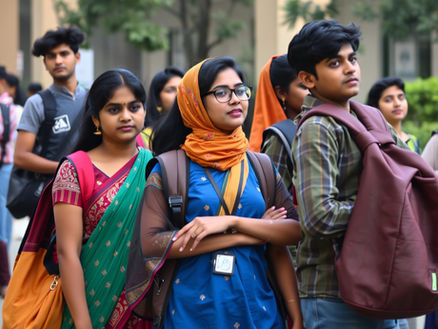 Students waiting for admission at Royal College of Management Studies