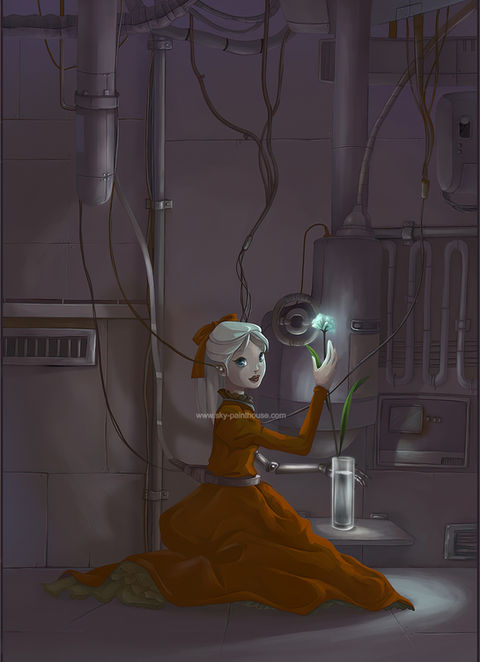A robot girl in sci-fi style