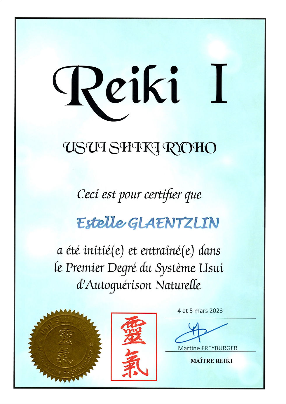Estelle Glaentzlin formation Reiki