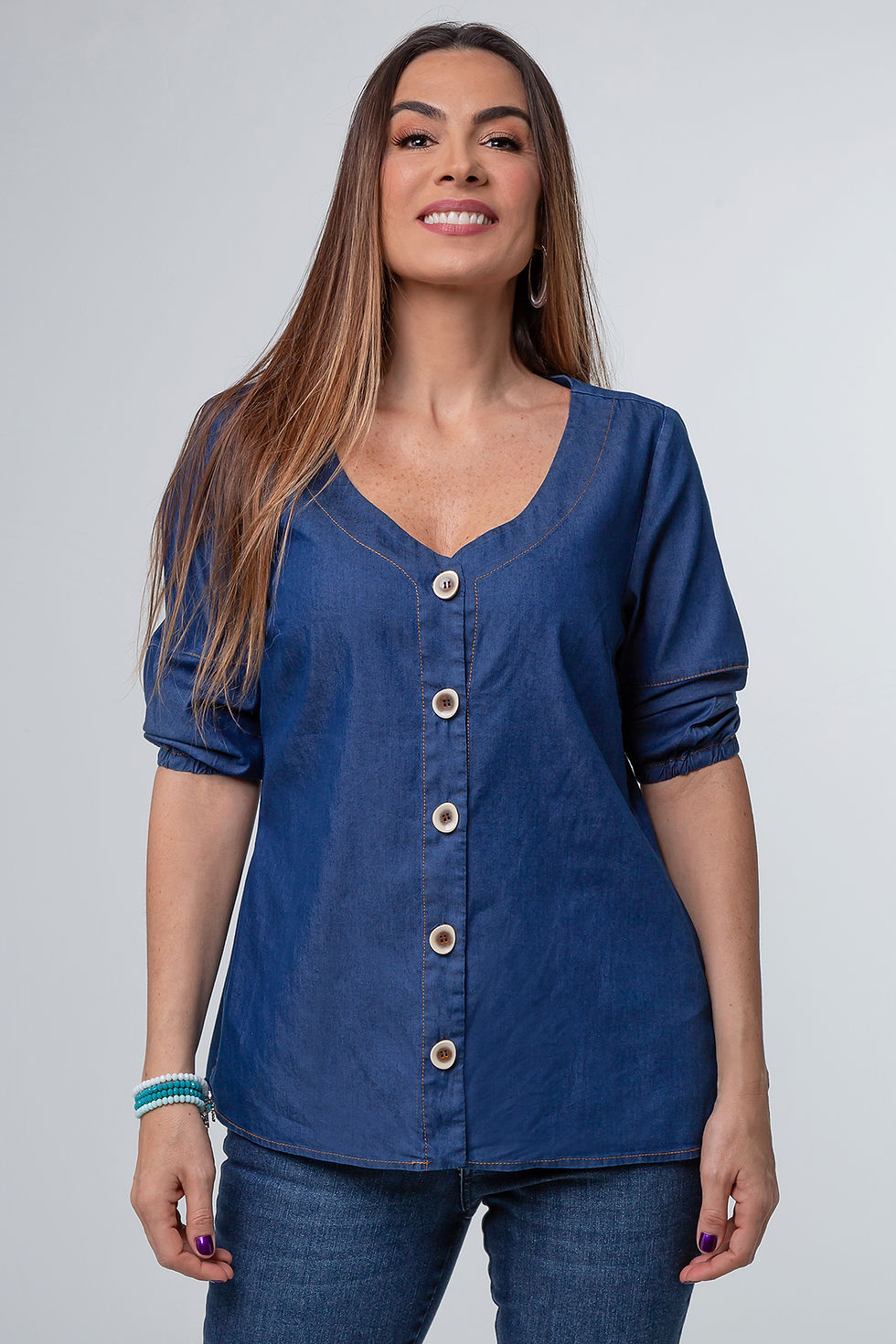 Miniatura: Blusa Lya Jeans - 5X R$35,04