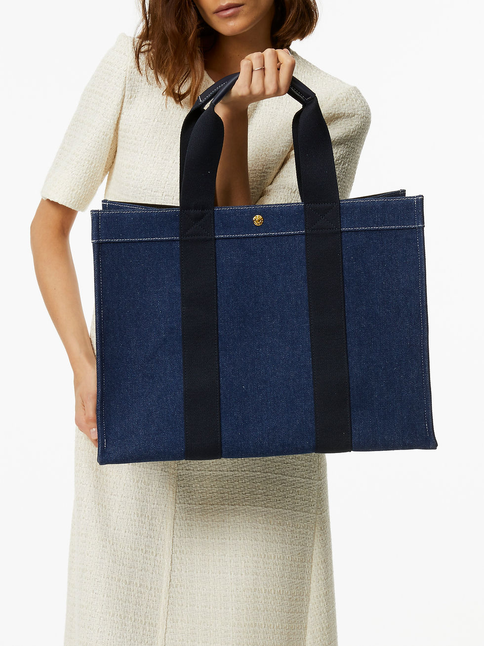 RUE DE VERNEUILパリBrand ネイビーストライプトートバッグ(XL) TOTE XL - DENIM BLUE | Ruedeverneuil